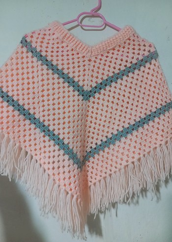 Pembe Kız Çocuk Örgü Panço el emeği - Görsel 3