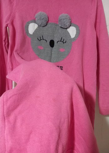 Kız Çocuk Pembe Uzun Kollu Triko Elbise - Görsel 5