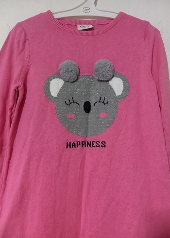 Kız Çocuk Pembe Uzun Kollu Triko Elbise - Görsel 2