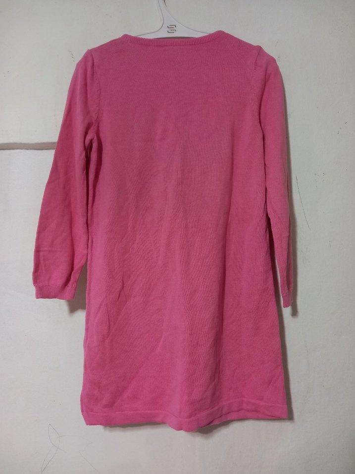 Kız Çocuk Pembe Uzun Kollu Triko Elbise - Görsel 3