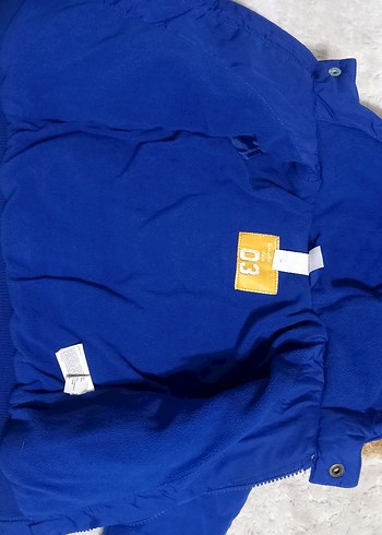 Kapüşonlu Nakışlı Erkek Çocuk Mavi Ceket - Görsel 4