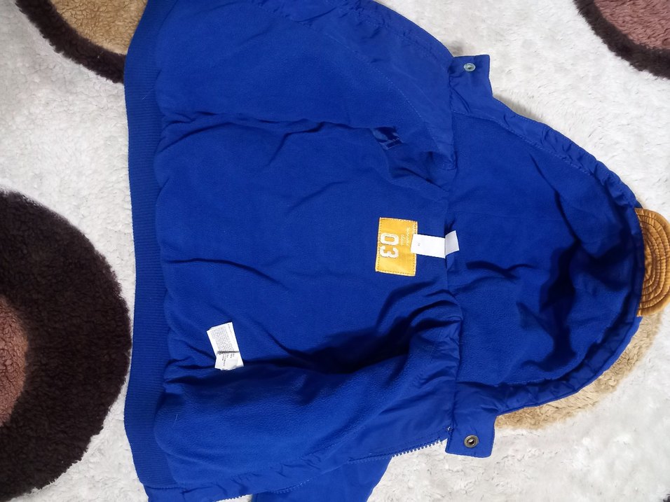 Kapüşonlu Nakışlı Erkek Çocuk Mavi Ceket - Görsel 4