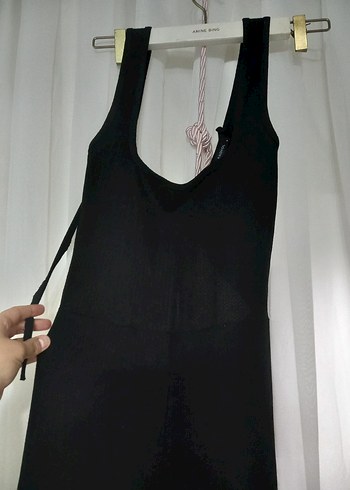 Siyah Uzun Askılı Kadın Tulum - Görsel 2