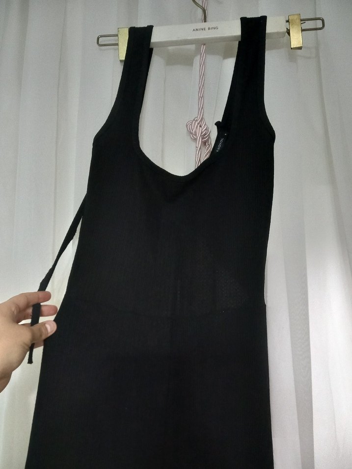 Siyah Uzun Askılı Kadın Tulum - Görsel 2