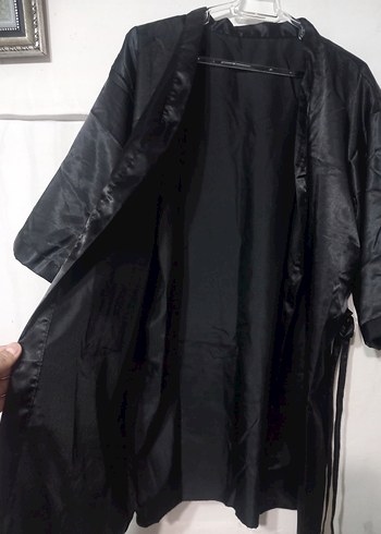 Siyah Gevşek Kesim Gotik Midi Kadın Sabahlık - Görsel 2