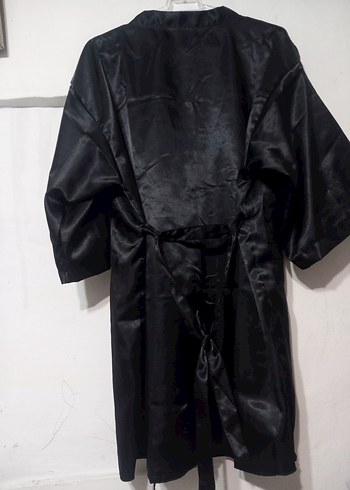 Siyah Gevşek Kesim Gotik Midi Kadın Sabahlık - Görsel 5