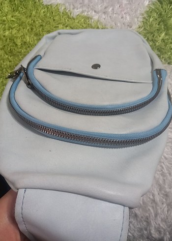 mavi Deri Kadın iter Çaprazister sırt Çanta - Görsel 3