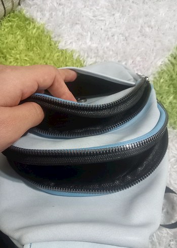 mavi Deri Kadın iter Çaprazister sırt Çanta - Görsel 5