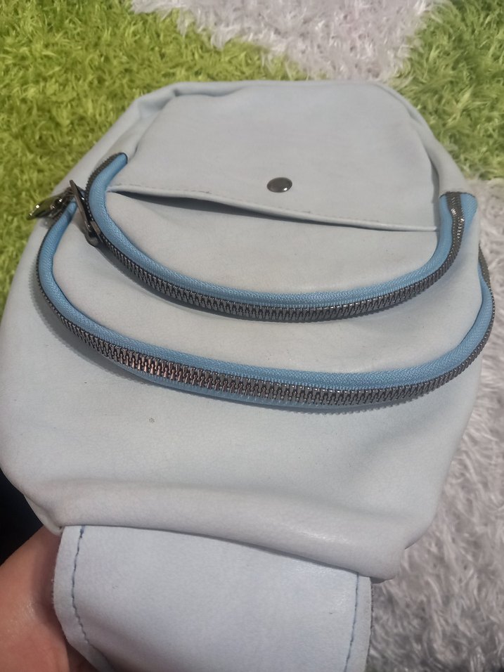 mavi Deri Kadın iter Çaprazister sırt Çanta - Görsel 3