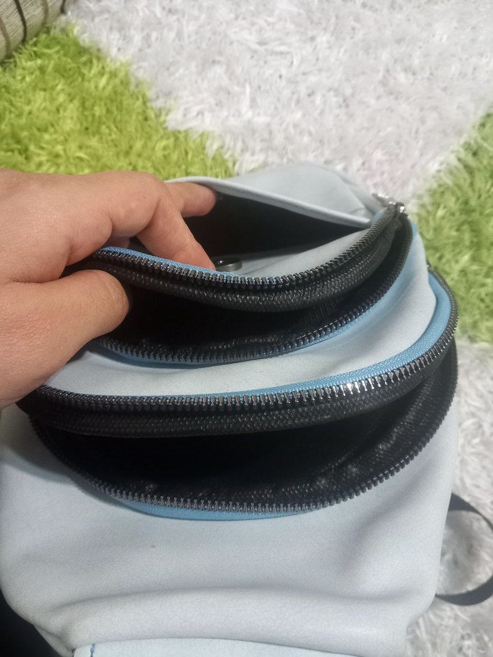 mavi Deri Kadın iter Çaprazister sırt Çanta - Görsel 5