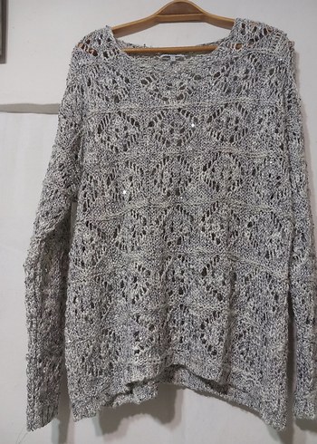 Bohem Gri Örgü Kadın Kazak - Görsel 2