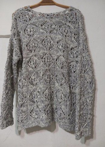 Bohem Gri Örgü Kadın Kazak - Görsel 3