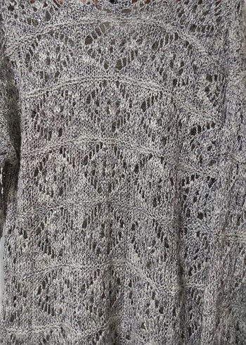 Bohem Gri Örgü Kadın Kazak - Görsel 4