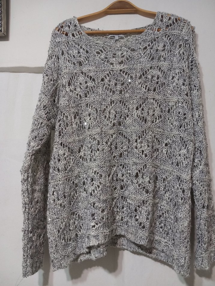 Bohem Gri Örgü Kadın Kazak - Görsel 2