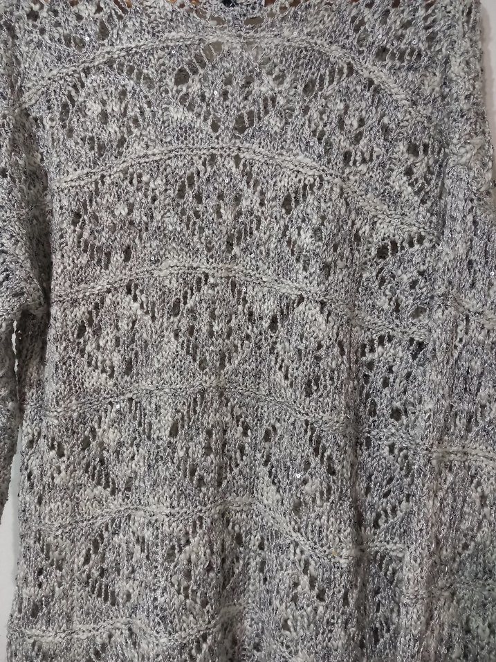 Bohem Gri Örgü Kadın Kazak - Görsel 4