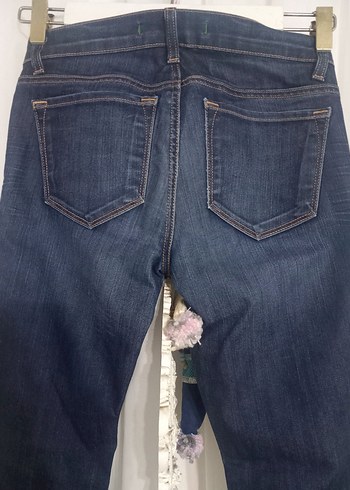 Kemerli Lacivert Kadın Normal Boy Kot Pantolon - Görsel 4