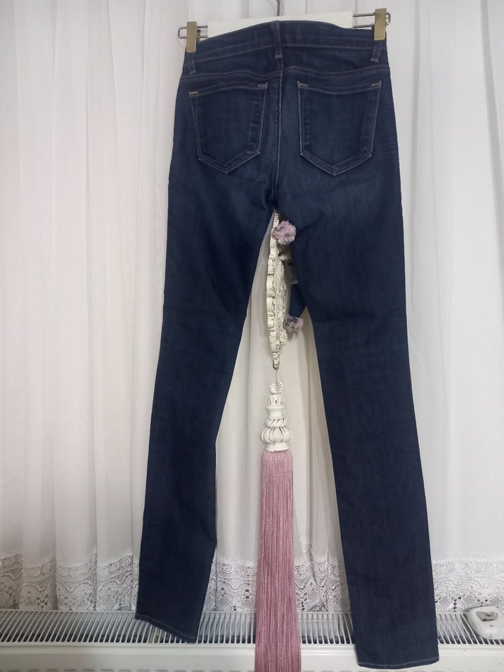 Kemerli Lacivert Kadın Normal Boy Kot Pantolon - Görsel 3