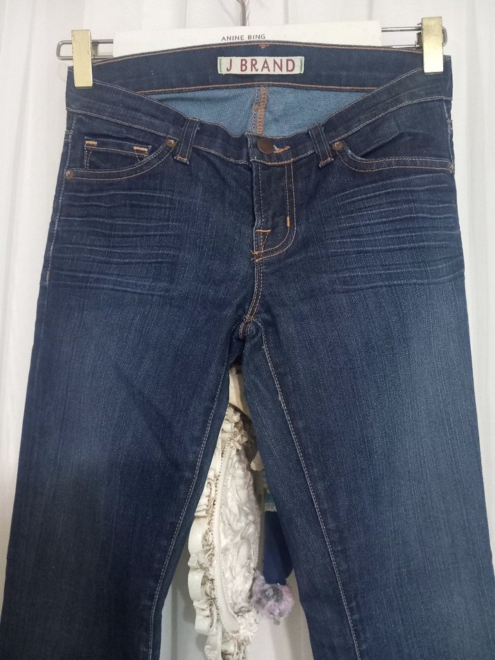 Kemerli Lacivert Kadın Normal Boy Kot Pantolon - Görsel 2