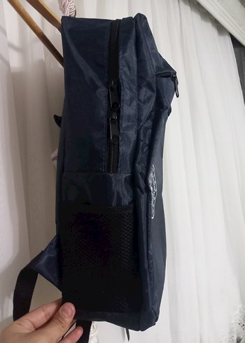 lacivert Kadın Sırt Çantası, Baskılı, Tokalı - Görsel 2