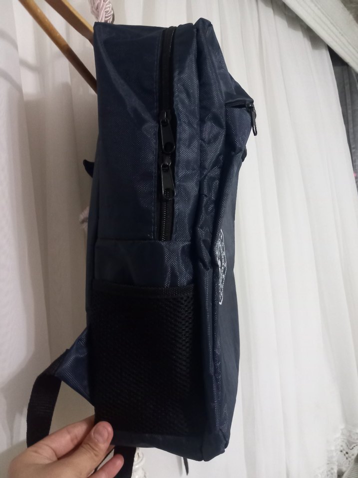 lacivert Kadın Sırt Çantası, Baskılı, Tokalı - Görsel 2