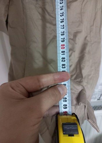 Düğmeli Bej Mini Keten Kadın Elbise - Görsel 5