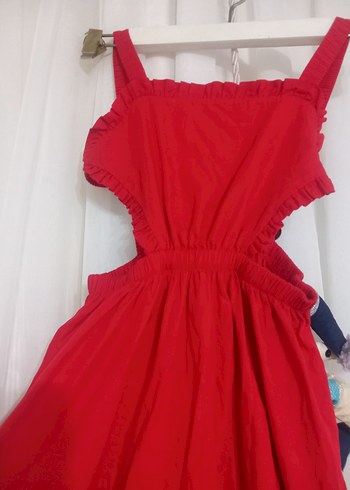 Kırmızı Fırfırlı Uzun Bohem Elbise - Görsel 2