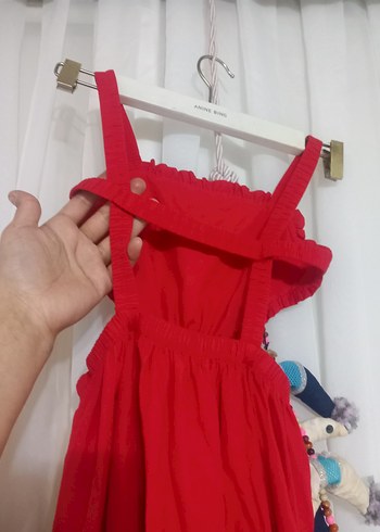 Kırmızı Fırfırlı Uzun Bohem Elbise - Görsel 4