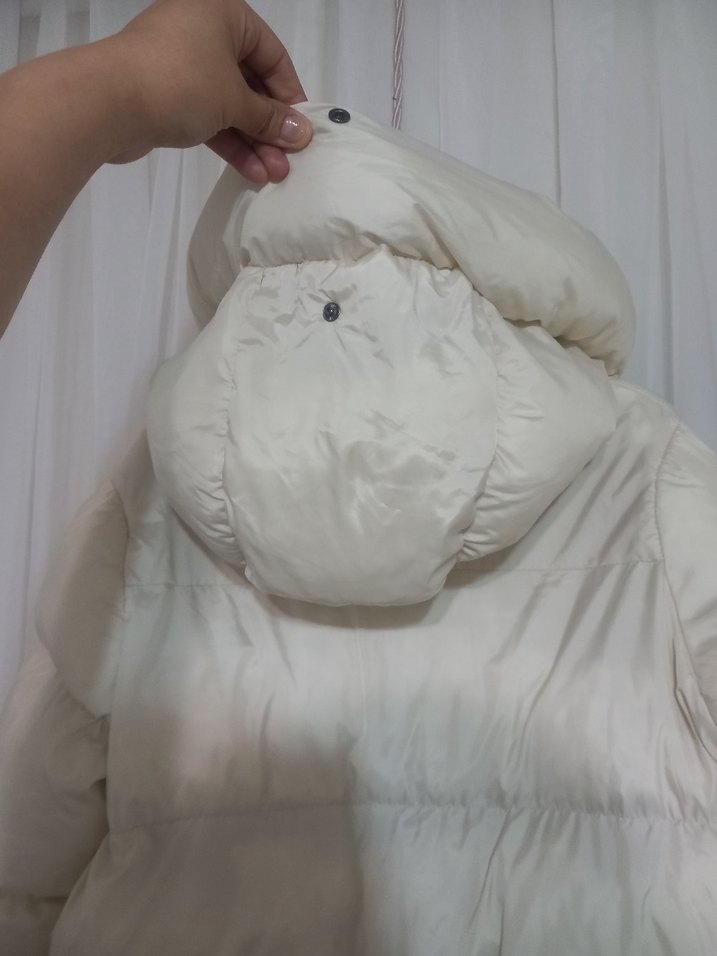 Beyaz Kadın Puff Mont, Midi Boy, Sokak Stili - Görsel 5