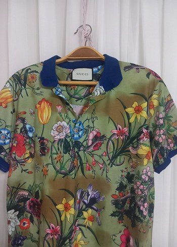 Yeşil Çiçek Desenli Erkek Polo Tişört - Görsel 2