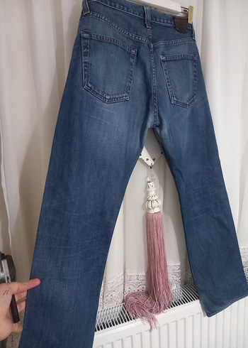 Düğmeli Lacivert Erkek Denim Pantolon - Görsel 3