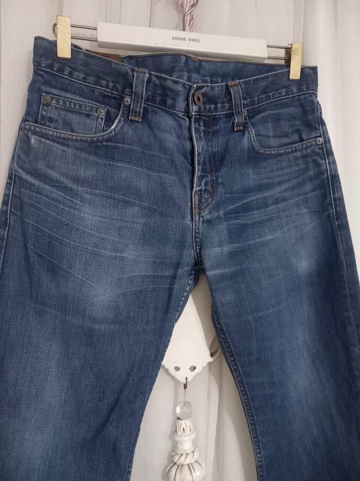 Düğmeli Lacivert Erkek Denim Pantolon - Görsel 2