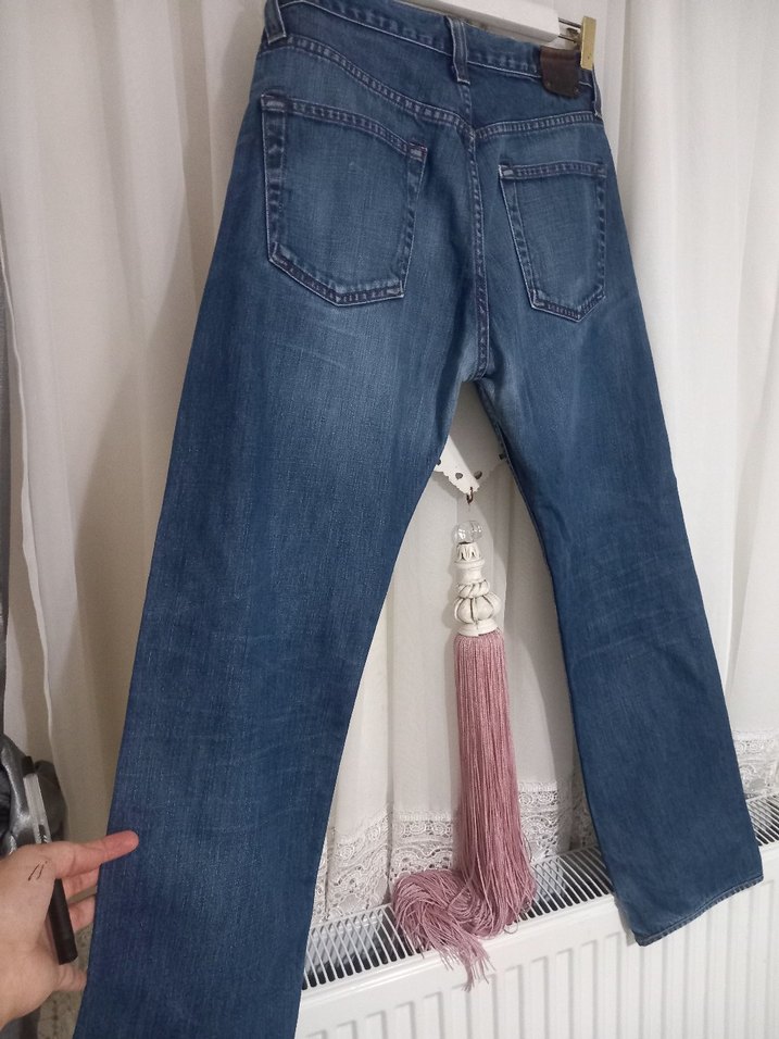Düğmeli Lacivert Erkek Denim Pantolon - Görsel 3