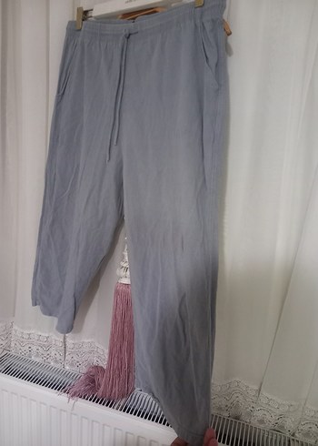 Gri Salaş Keten Püsküllü Kadın Pantolon - Görsel 2
