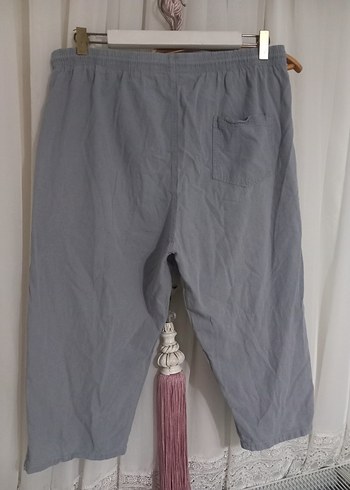 Gri Salaş Keten Püsküllü Kadın Pantolon - Görsel 3