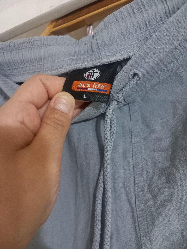 Gri Salaş Keten Püsküllü Kadın Pantolon - Görsel 4