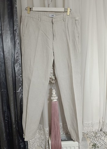 Bej Regular Fit Keten Erkek Pantolon - Görsel 2