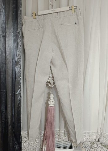 Bej Regular Fit Keten Erkek Pantolon - Görsel 4