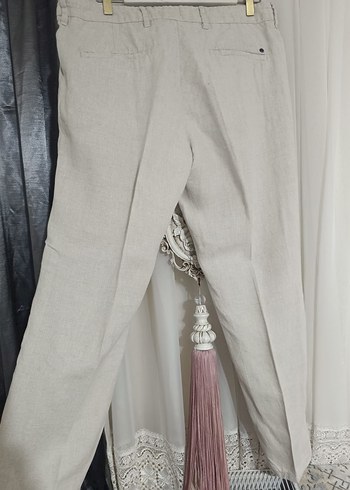 Bej Regular Fit Keten Erkek Pantolon - Görsel 3