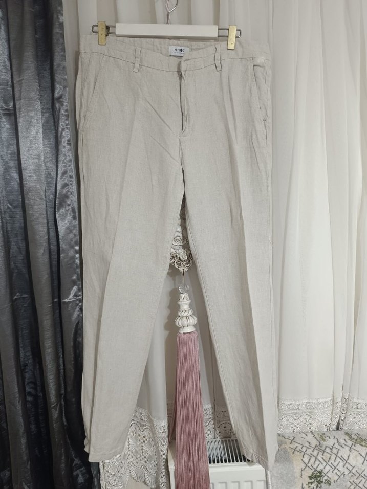 Bej Regular Fit Keten Erkek Pantolon - Görsel 2