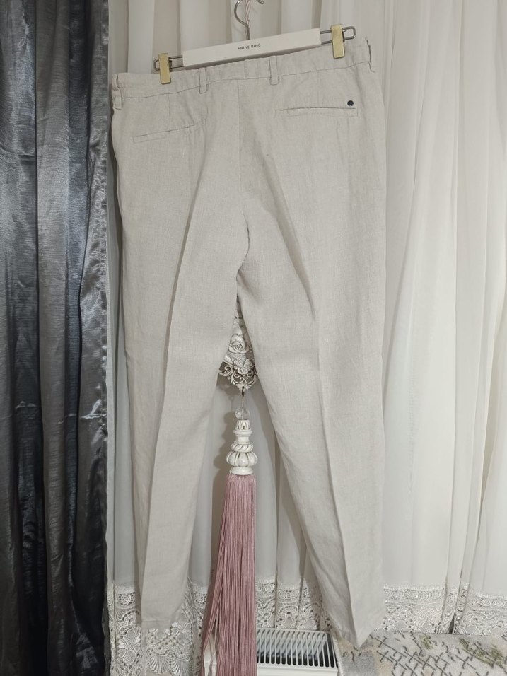 Bej Regular Fit Keten Erkek Pantolon - Görsel 4