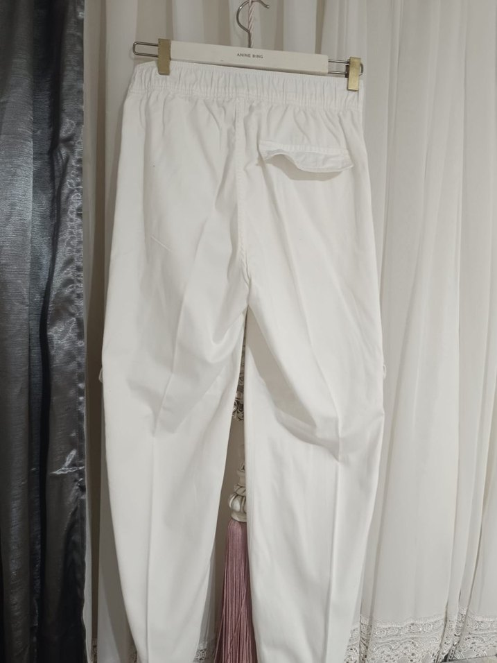 Beyaz Kemerli Rahat erkek Kumaş Pantolon - Görsel 4