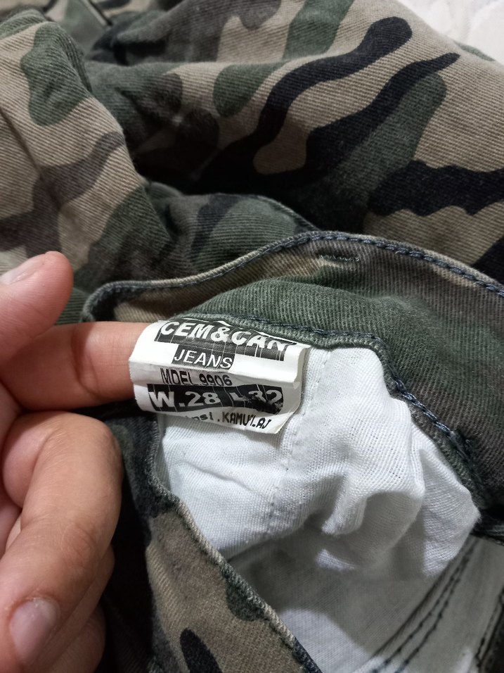 Erkek Kamuflaj Desenli Rahat Kesim jeans Pantolon - Görsel 5