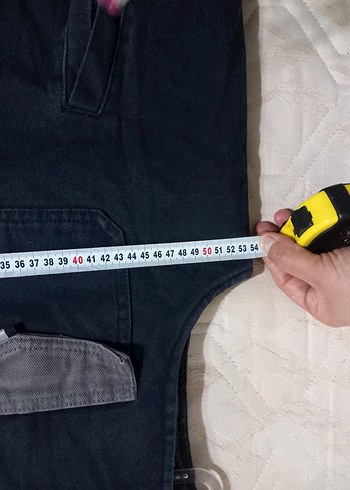 Siyah Gri Denim Erkek Biker Yelek - Görsel 6