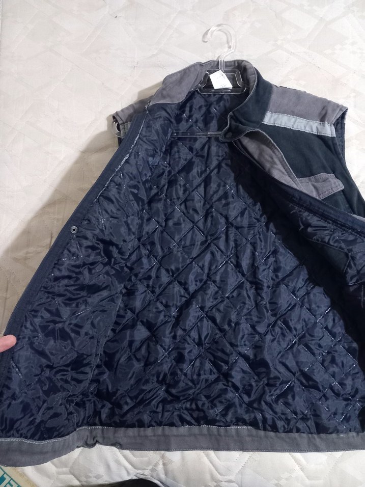 Siyah Gri Denim Erkek Biker Yelek - Görsel 4