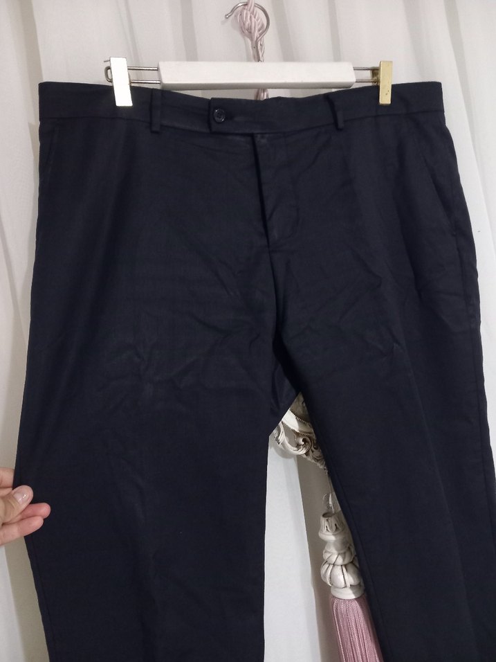 Düğmeli Siyah Erkek Ofis Pantolonu - Görsel 2