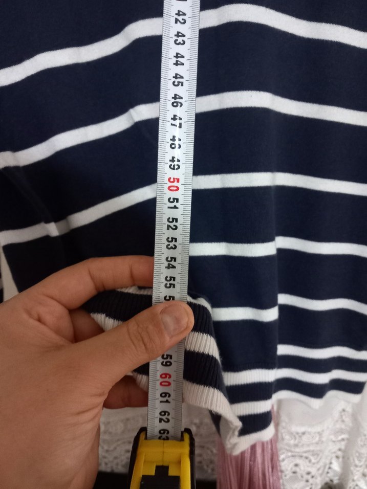 Çizgili Yaka Detaylı Lacivert Triko Kazak - Görsel 5