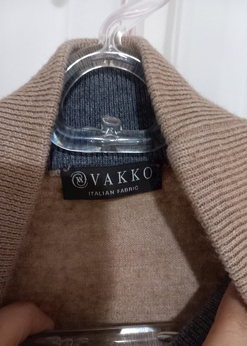 Kadın Bej Boğazlı Triko Kazak vakko - Görsel 4