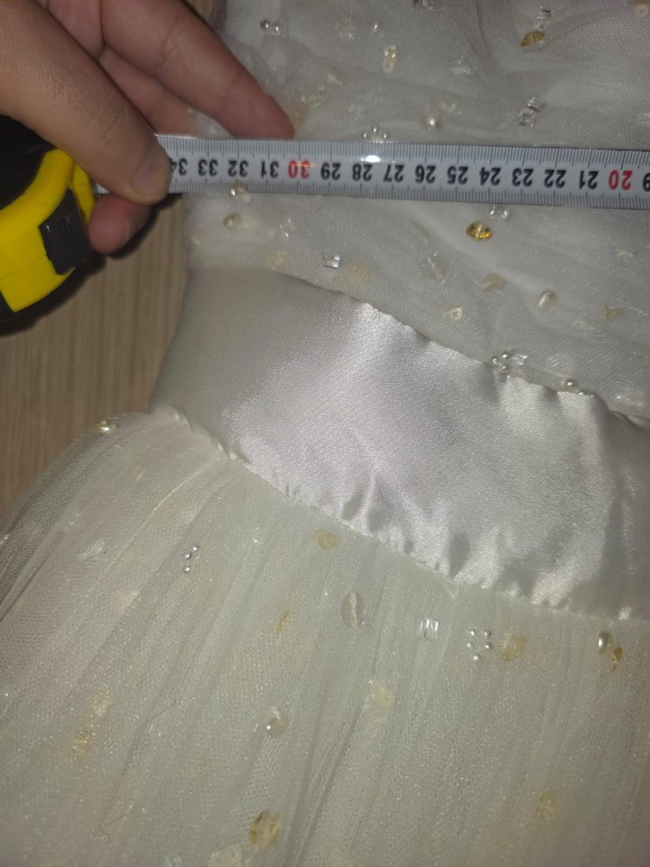 Altın Işıltılı Ekru Tül gelinlik — görsel 8/10