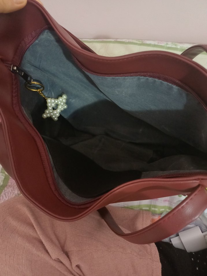 bordo Deri Kadın Çanta - Görsel 3