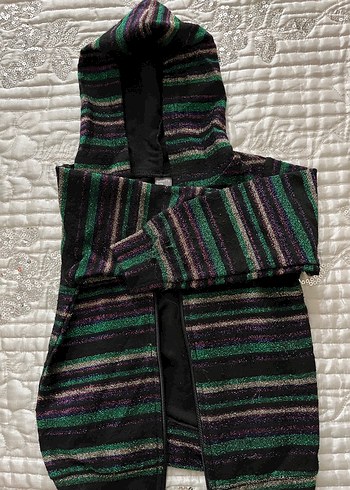 Kapüşonlu Fermuarlı Çok Renkli hırka - Görsel 3